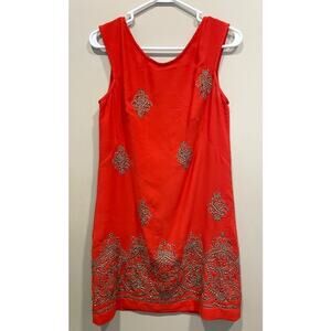 Yoana Baraschi Women Beaded Embellished Sleeveless Orange Dress Sz 4